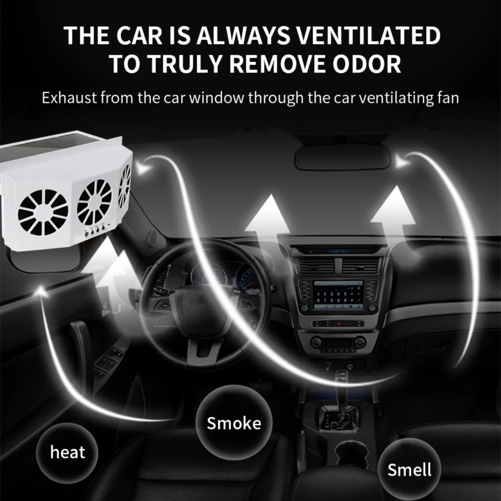 

Solar/USB Dual Charging Vehicle Cooling Tool Car Exhaust Fan Vehicle Air Circulation Smoke Exhaust Fan Car Ventilation Fan