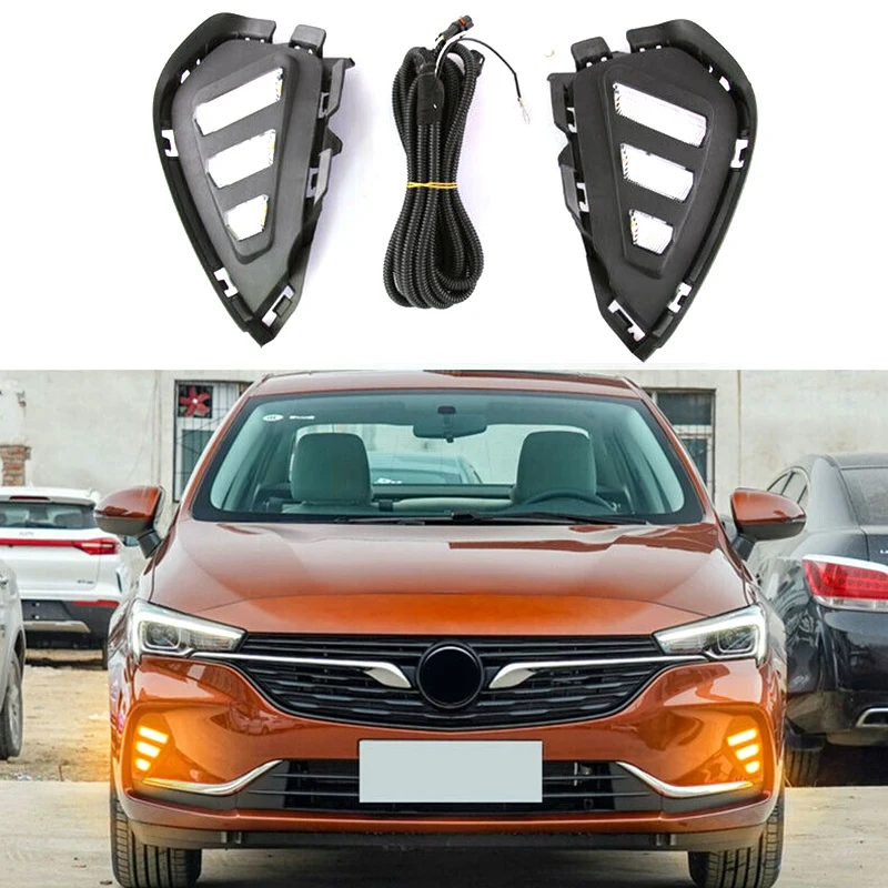 

NEW-2Pcs Автомобильный светодиодный дневной светильник DRL указатель поворота привод противотуманный фонарь для Buick Verano 2019-2020