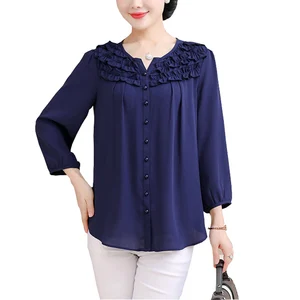 Блузка женская 2021 размера плюс 5XL, свободные топы и блузки с круглым вырезом, шифоновая рубашка с принтом, летняя блузка