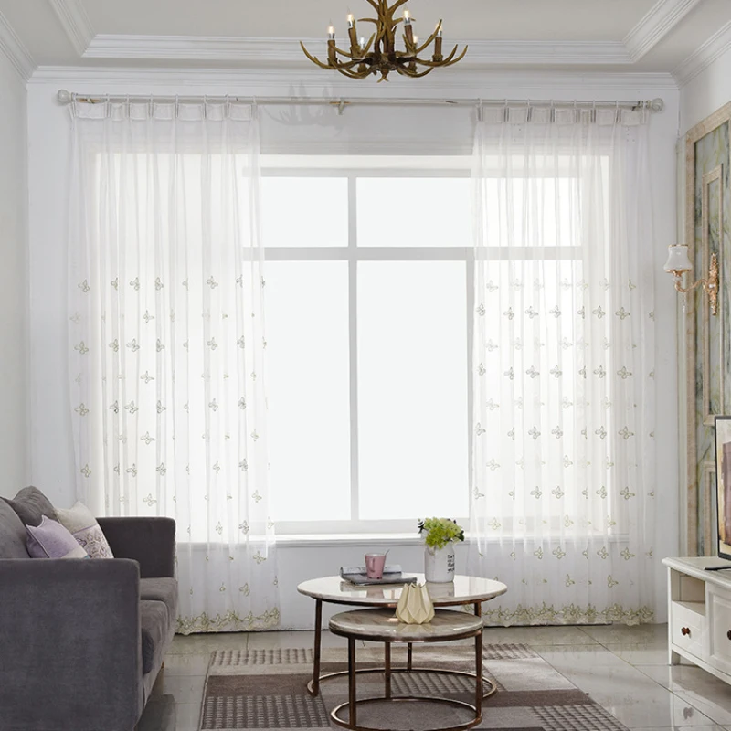 Занавеска с бабочками для гостиной занавеска вышивкой кружевная прозрачная