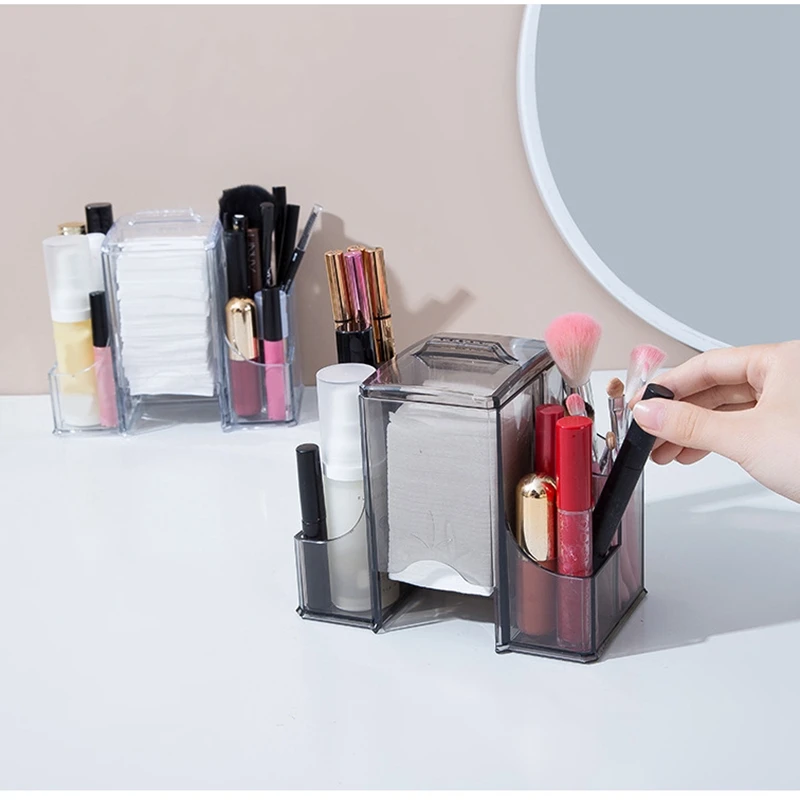 

Acrylic Multifunctional Container Cosmetic Makeup Cotton Pad Organizer Jewelry Storage Box Holder