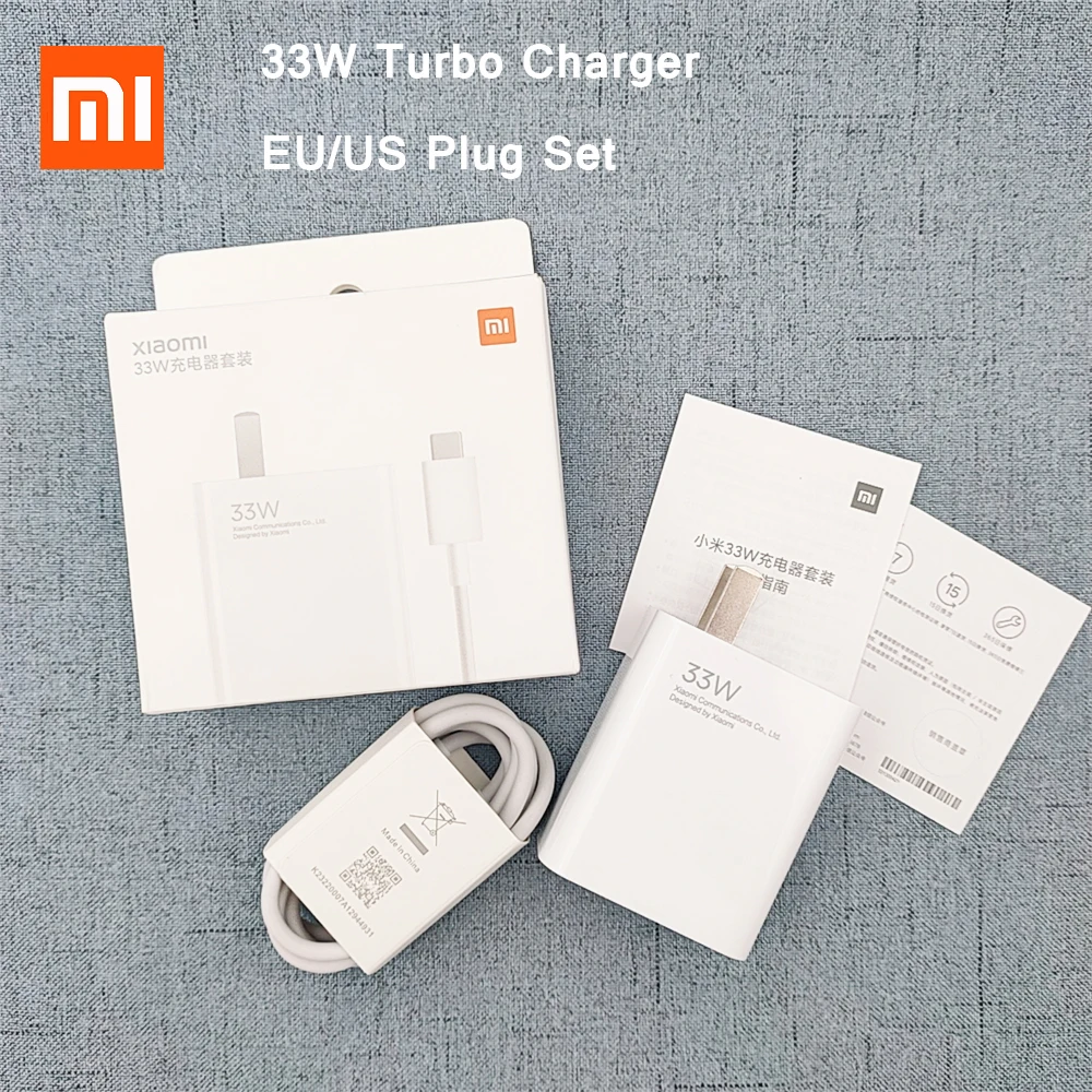 Оригинальное зарядное устройство 33 Вт для Xiaomi EU/US турбо-зарядка с кабелем типа C