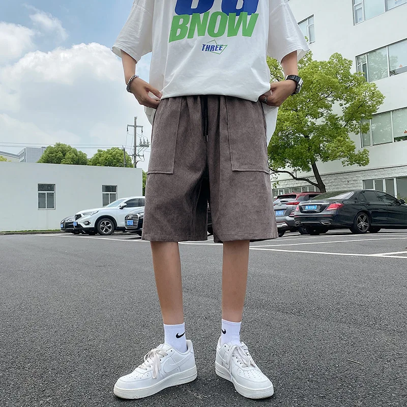 

Fashion Men's Shorts 2021 Summer Hong Kong Style Straight Wide-leg Pants Thin Casual Sports Loose Oversized Five-point Pants