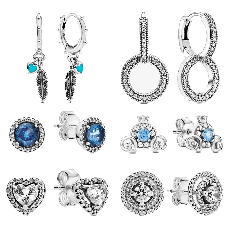 

2021 Original 925 Sterling Silver Fine Ear Stud Fashion Jewelry Personalized Pendant Rose Gold Crystals Earings Gifts For Women