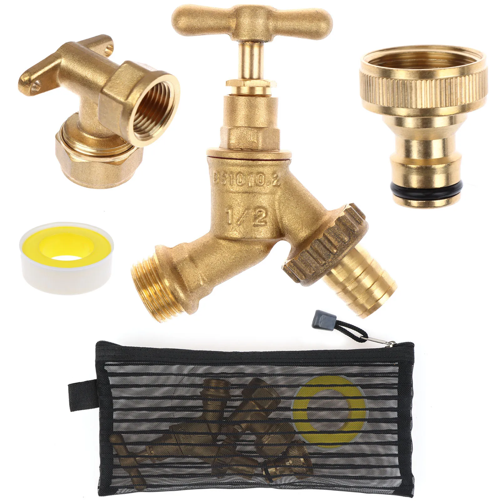 

Garden Tap Kit BSP Hose Union Bib Tap Brass Elbow Pacifier Type Connector