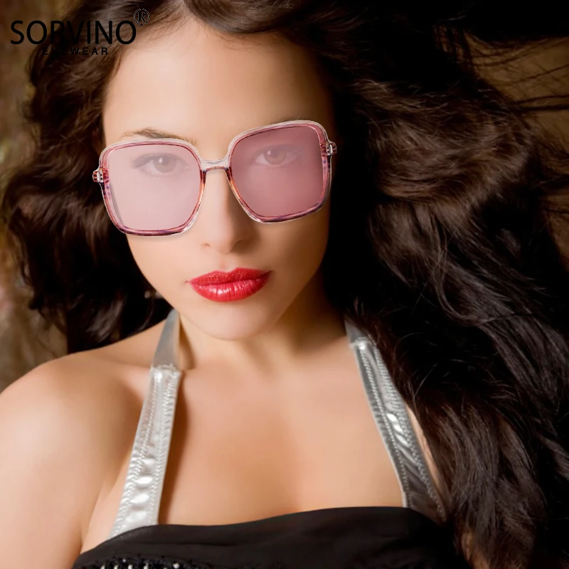

Retro Square Sunglasses 2021 New Clear Ocean Film Large Frame Brand Designer Women Casual Style Street Female Shade Mirror Y14