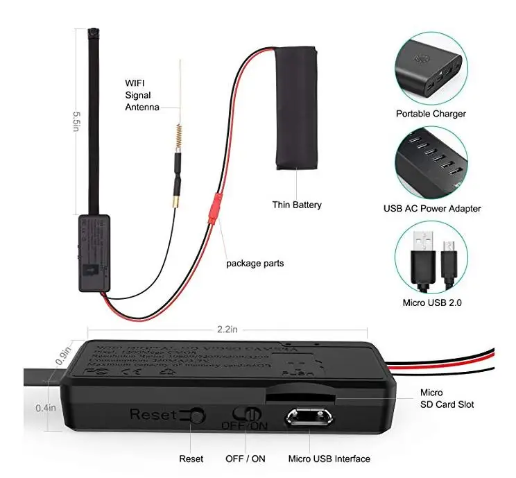 HD 1080P DIY портативная WiFi IP мини камера P2P беспроводная микро веб-камера видеокамера регистратор Поддержка удаленного просмотра Скрытая TF карта