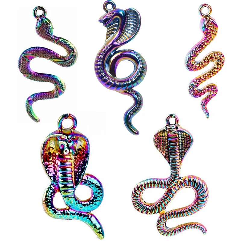Ciondolo serpente Cobra arcobaleno ciondolo 5 pezzi Mix Charms animali per creazione di gioielli