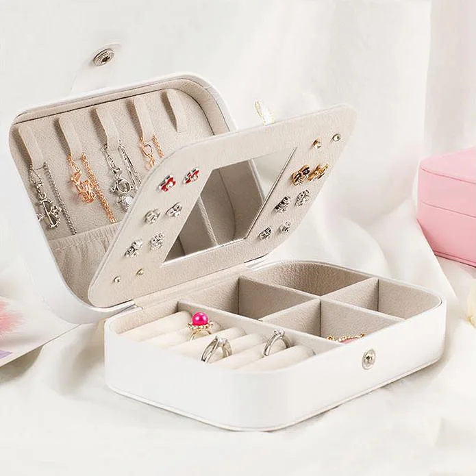 

PU Earrings Jewel Organizer Storage Case Portable Jewellery Packaging Gift Boxes Travel Earring Jewelry Box For Women