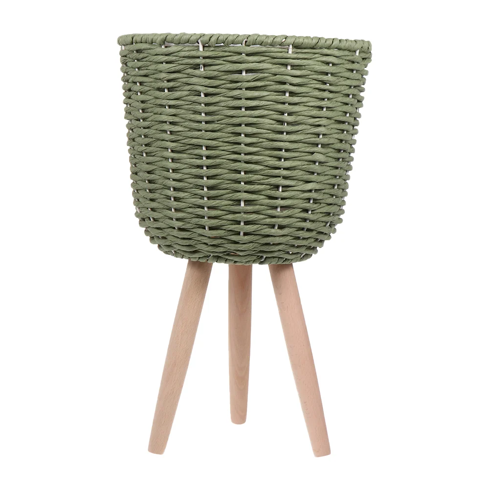 

1pc Planting Basket Wooden Support Woven Flowerpot for Indoor Balcony Office