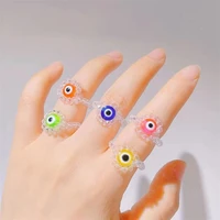 new turkish lucky evil eye rings for women crystal bead colorful eyes finger ring party friendship handmade lucky jewelry gifts