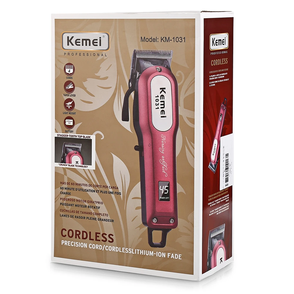 

kemei KM-1031 Professional Hair Clipper Design for Salon Rechargeable Electric Hair Trimmer Powerful Beard Razor
