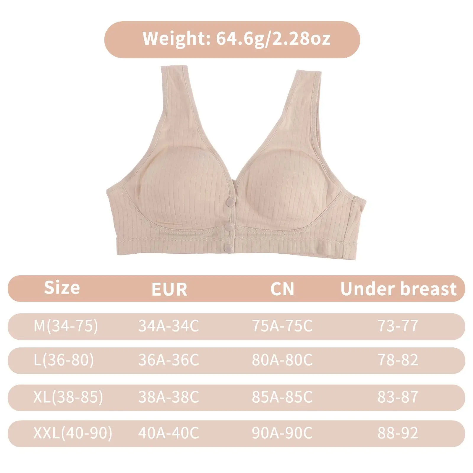 

Nursing Bra Cotton Pregnancy Maternity Breathable Breastfeeding Wire-Free Firm Support Front Button Closure Easy Feeding Bra