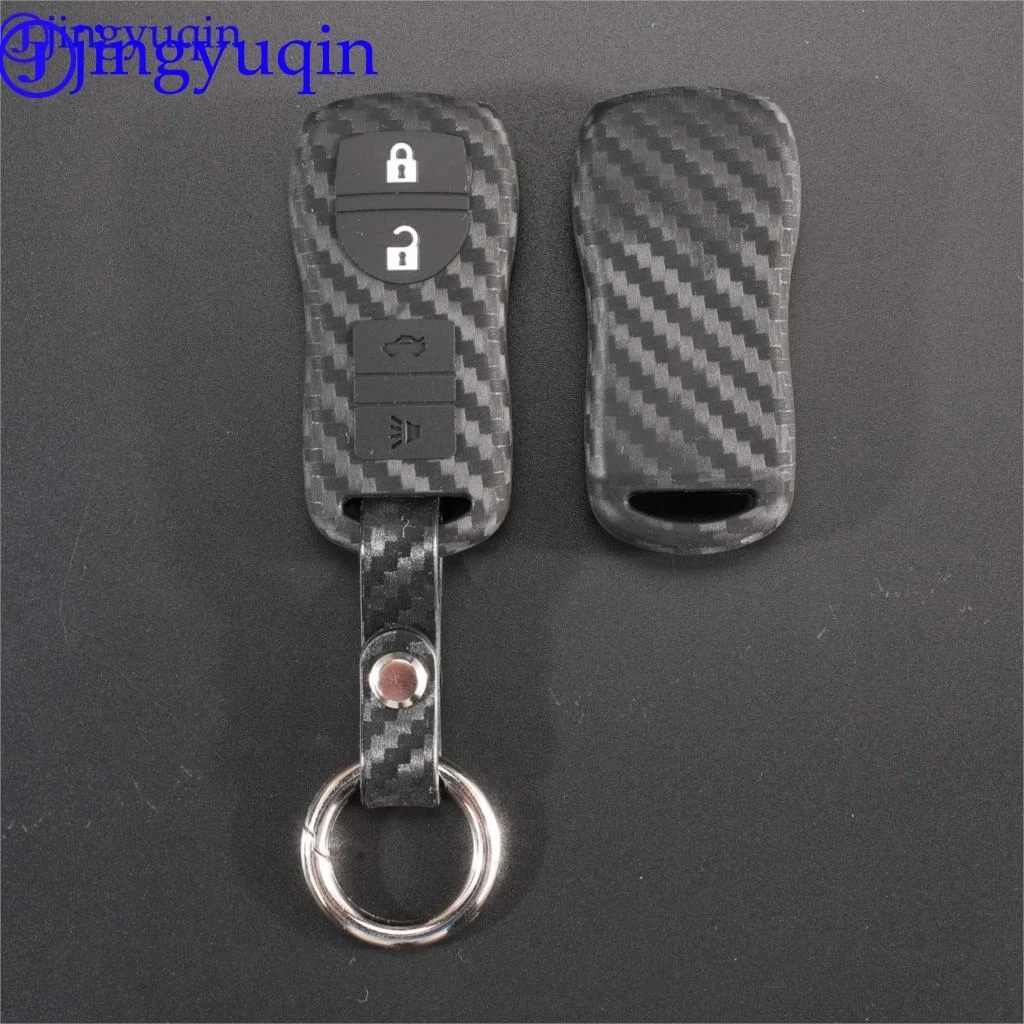 

jingyuqin 2/3/4 Buttons Carbon Fiber Patten For Nissan Armada Sentra 350Z Altima Maxima Infiniti Car Key Holder Case Cover