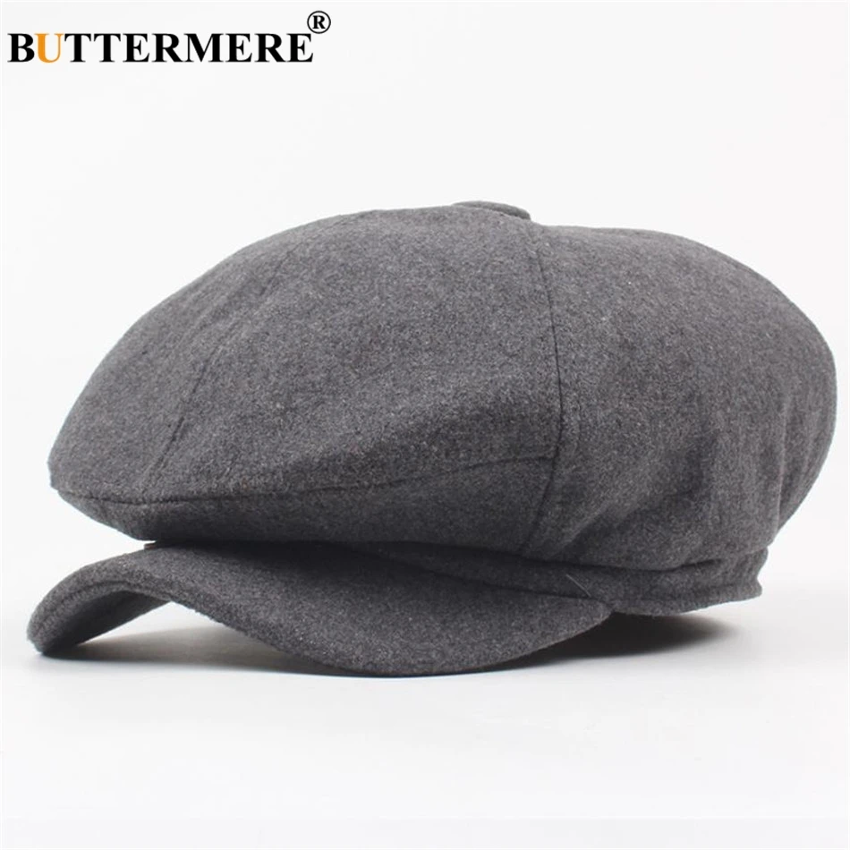 BUTTERMERE Beckham Newsboy Шапка для мужчин и женщин Duckbill берет однотонная плоская шапка плюща осень зима теплая мужская женская черная восьмиугольная шапка