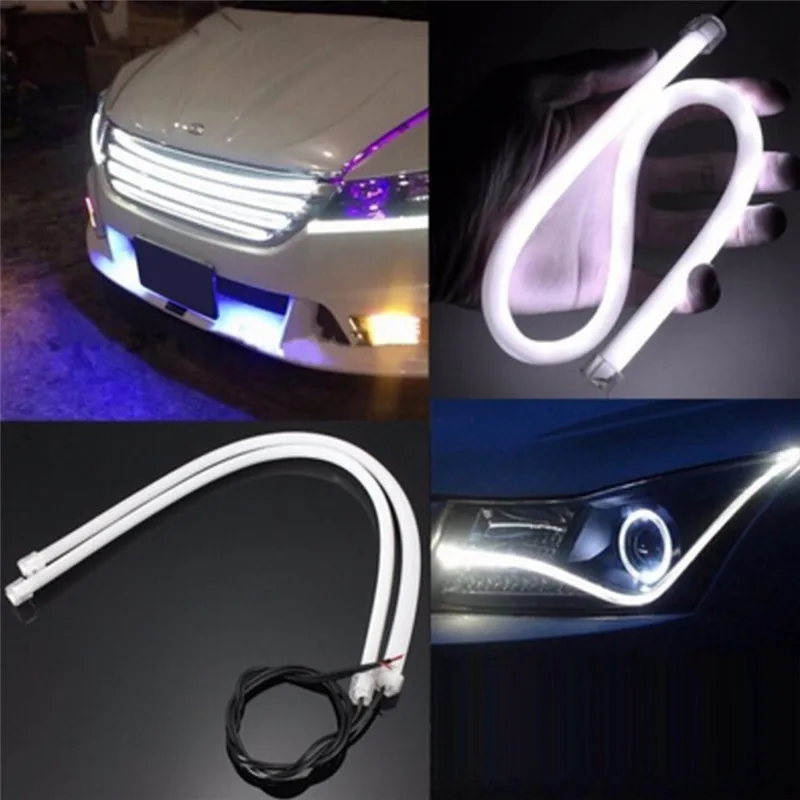 Flexible White Car Soft Tube LED Strip Light DRL Daytime Running Lamp 45cm Singnal Lamp