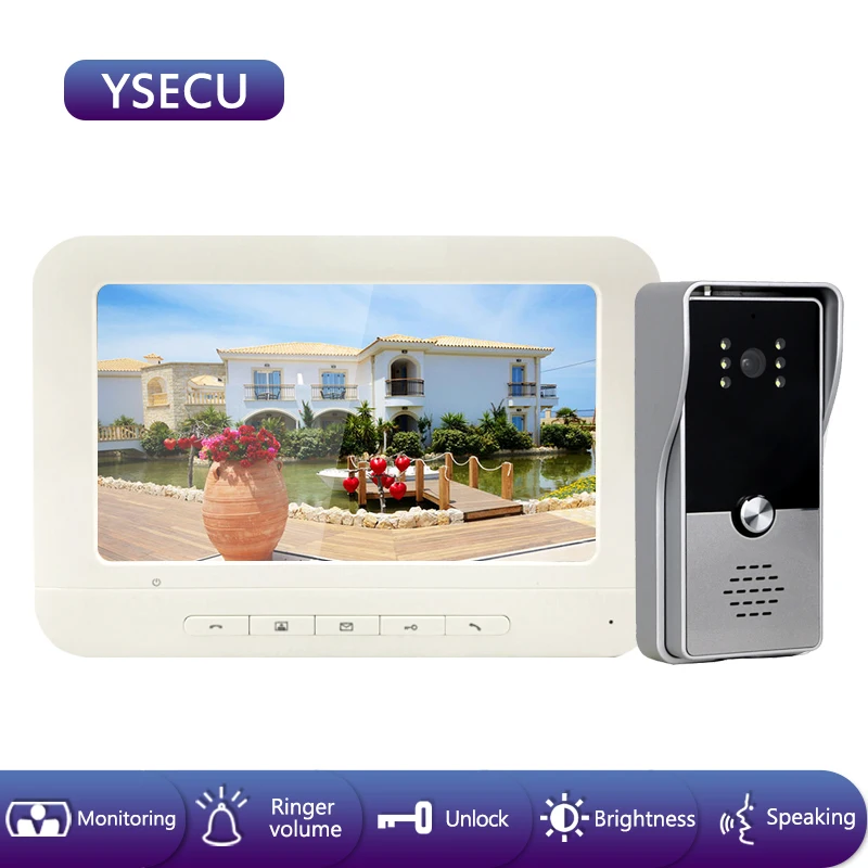 YSECU 7 дюймов 1000TVL ЖК дисплей проводного видеодомофона визуальный видеодомофон