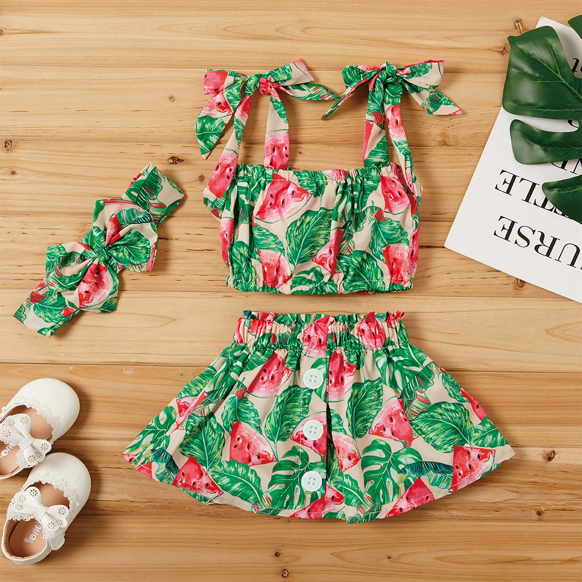 

Fashion Summer Clothes Set Newborn Toddler Baby Girl Clothes Sleeveless Sling Printing Body Top+Short Skirt Outfits Suit