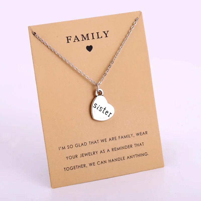 Ожерелье унисекс в виде сердца для мужчин и женщин ювелирное изделие мамы сестры