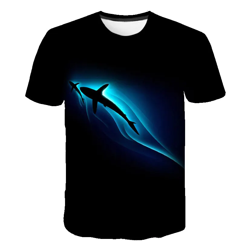 Новинка 2021 Детская футболка с изображением животных акулы 3D для мальчиков и