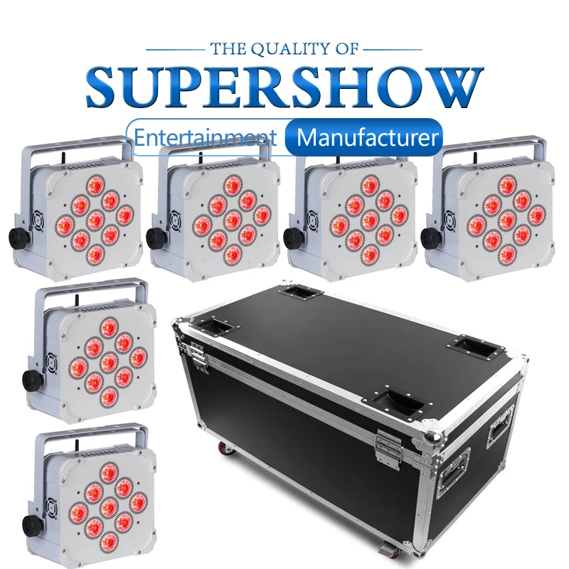 6 шт./лот с аккумулятором для устройства освещения Flightcase RGBWA + UV в 1 плоский