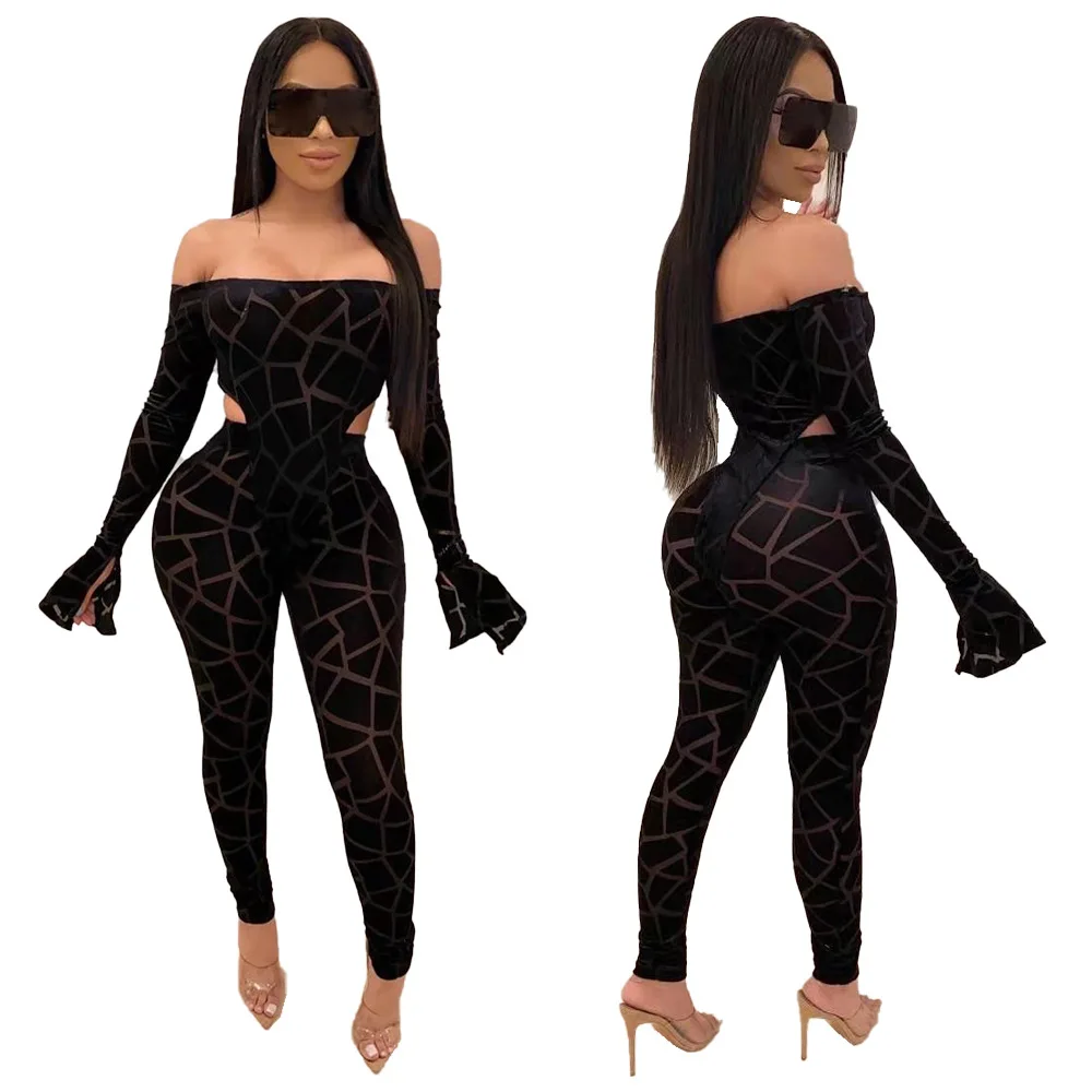 Женский комплект из двух предметов сексуальный сетчатый боди топ и брюки
