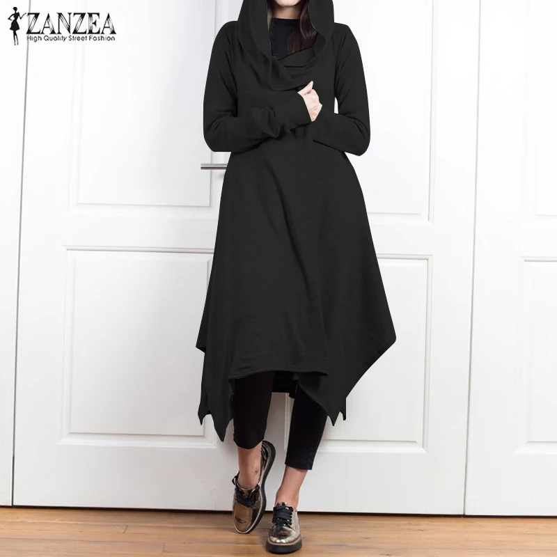 Fashion ZANZEA Women Hoodies Long Sleeve Cardigan Jackets Autumn Solid Irregular Hem Coat Casual Loose Outwear Feminina Top | Женская