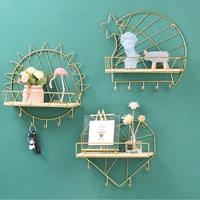 wall hanging storage rack iron art display shelf living room decorative frame key holder for office home accessory