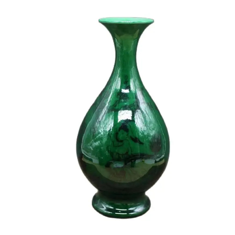 Китайский Старый Фарфор зеленая глазурь чернила рисунок нефритовый горшок