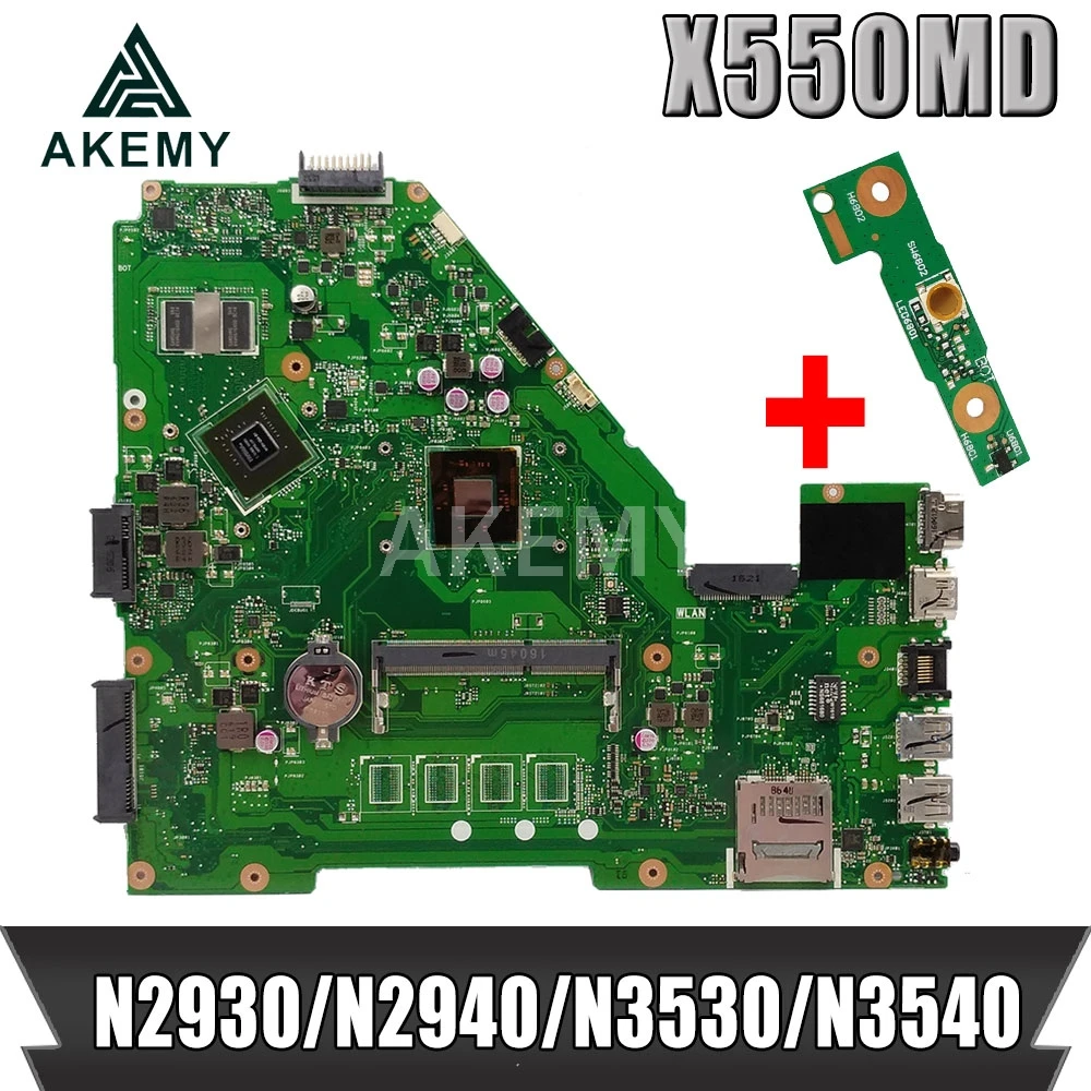 

Akemy X550MD Laptop motherboard For Asus X550MD X550M X552M X550MJ R513MD R513MJ Test original mainboard N2930/N2940/N3530/N3540