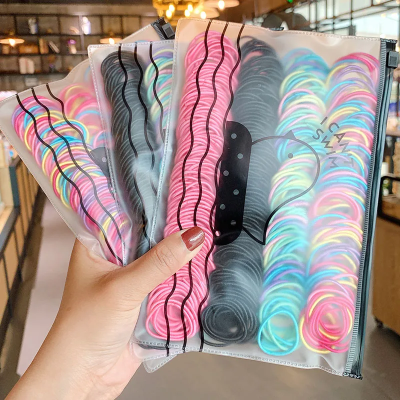 

100/200Pcs/lot Hair Bands Girl Candy Color Elastic Rubber Band Hair Band Children Girls Headband Scrunchie Hair Accessories
