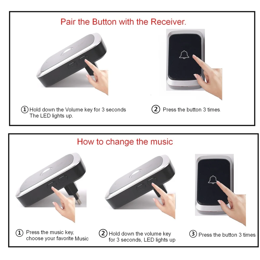 Водонепроницаемый беспроводной дверной звонок умный светодиодный светильник