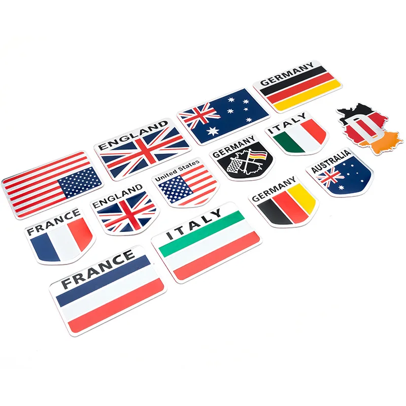 

1 PCS 3D Metal Germany United States United Kingdom France Italy Flag Side Badge Body Emblem Car Stickers Decal For Benz VW