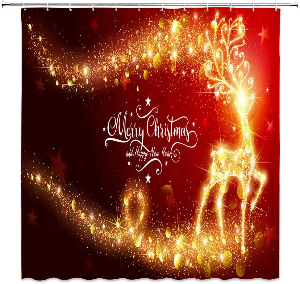 Рождество олень счастливый новый год ванная комната шторы Декор машинная стирка