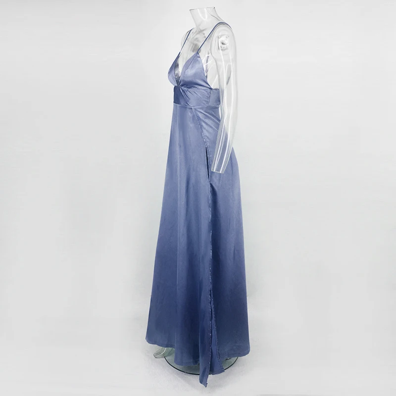 DRESSMECB, новое модное летнее платье, женское сексуальное вечернее платье с глубоким v-образным вырезом и высоким разрезом, элегантное платье на бретельках Vestidos