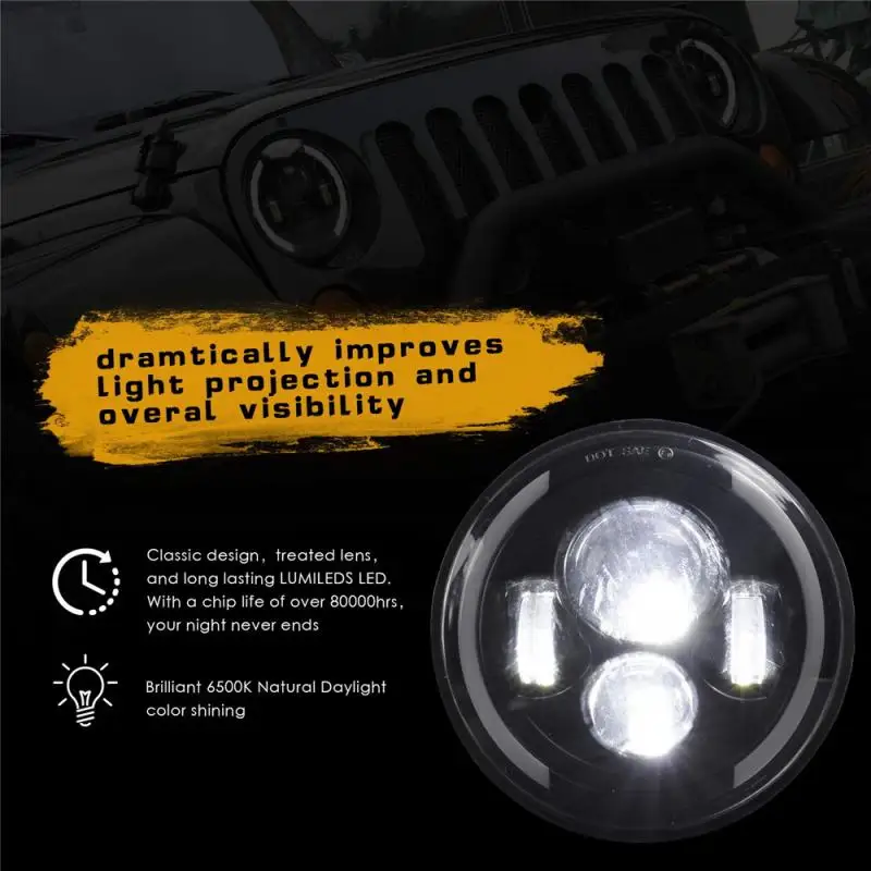 

1/2pcs Car Headlight Bulb 7Inch LED Headlamps with Halo Ring Amber Turn Signal For Jeep Wrangler Off Road Motorcycle headlamp