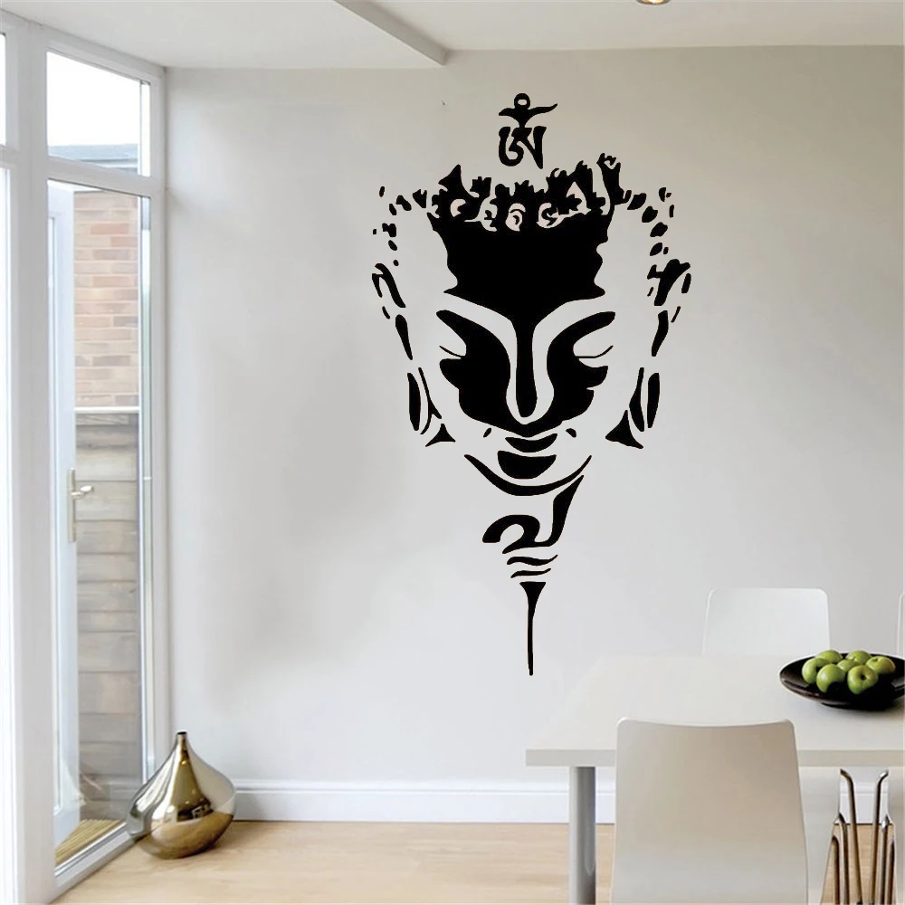 

Buddha Wall Decal Sticker Face Minimalist Vector Buddhism Zen Yoga Mural Home Room Decoration ph177