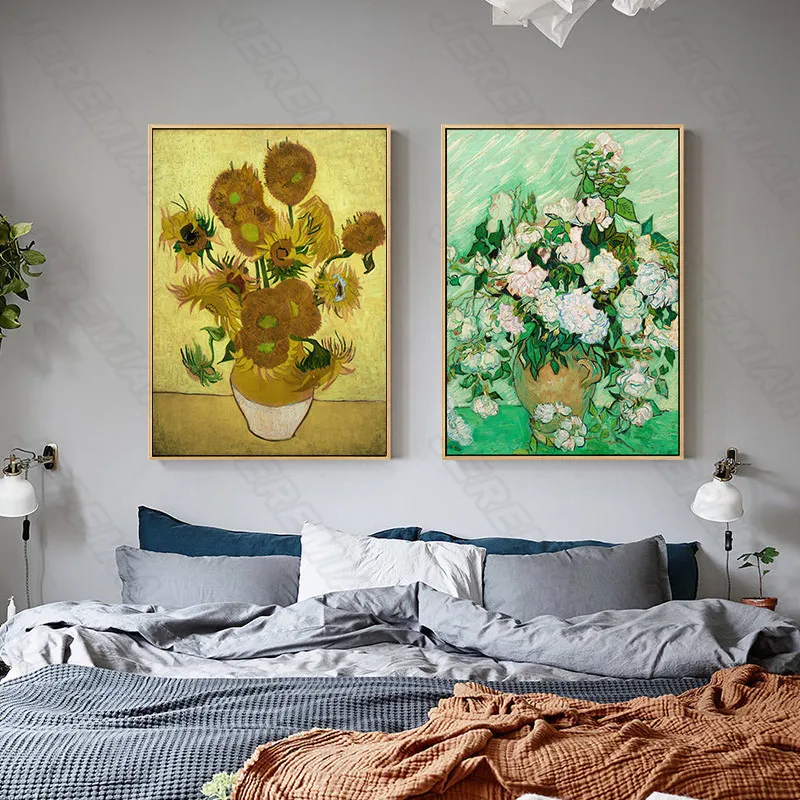 

Sunflower Peach Blossom Orchid Poster Nordic Style Wall Art Canvas Print Painting Modern Living Room Decoration