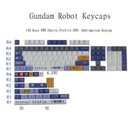 ppt keycaps 136keys anime gundam cherry dye sublimation personalise keycap for mechanical keyboard gk61 with 3u 7u space bar
