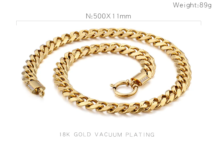 

Titanium Stainless Steel Large Cuban Link Chain Necklace For Men Hiphop Rock Fashion Jewelry 500*11mm