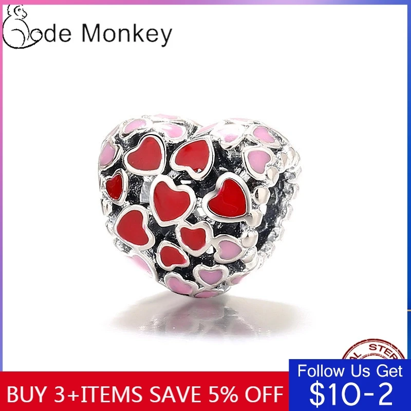 CodeMonkey градиентный розовый любящее сердце драгоценные бусины подходят к