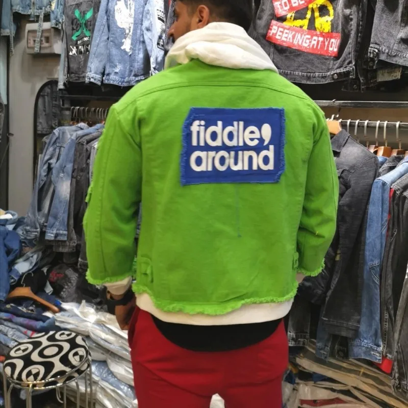 High Street джинсовое пальто для мужчин с модным принтом капюшоном в стиле пэчворк