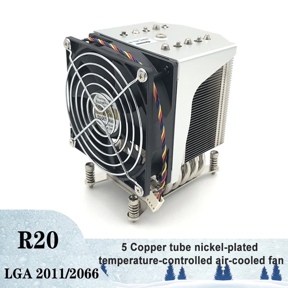 

COOLSERVER 4U R20 CPU Server Cooler 5 Heatpipe Desktop Computer Case Radiator Mute Air cooling fan for Intel LGA2011 2066