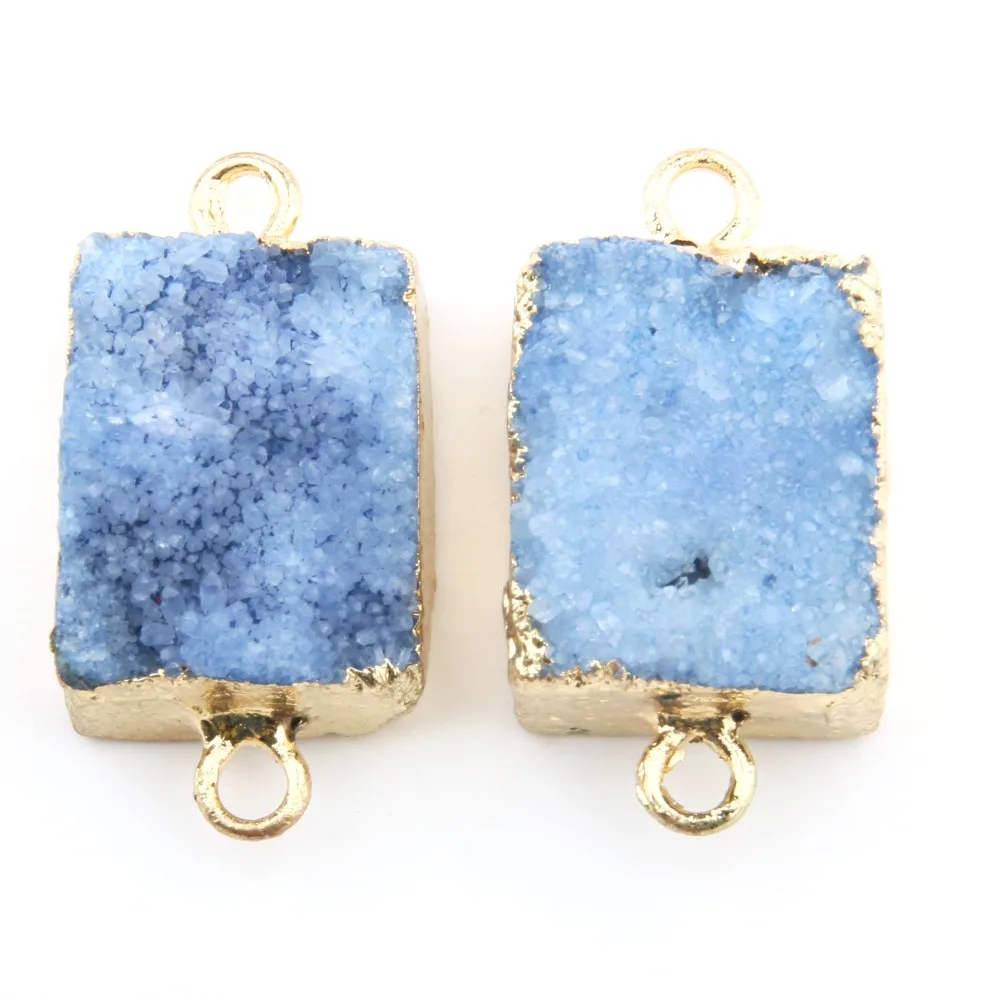 Кулон из натурального камня квадратный хрустальный кластер Соединитель с двумя