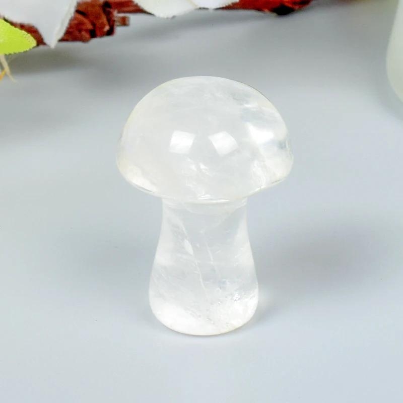 

Rock Quartz Carved Mini Mushroom Statue Hand Polished Healing Decor Crystal Stone Trinket Figurine Room Fountain Garden Ornament