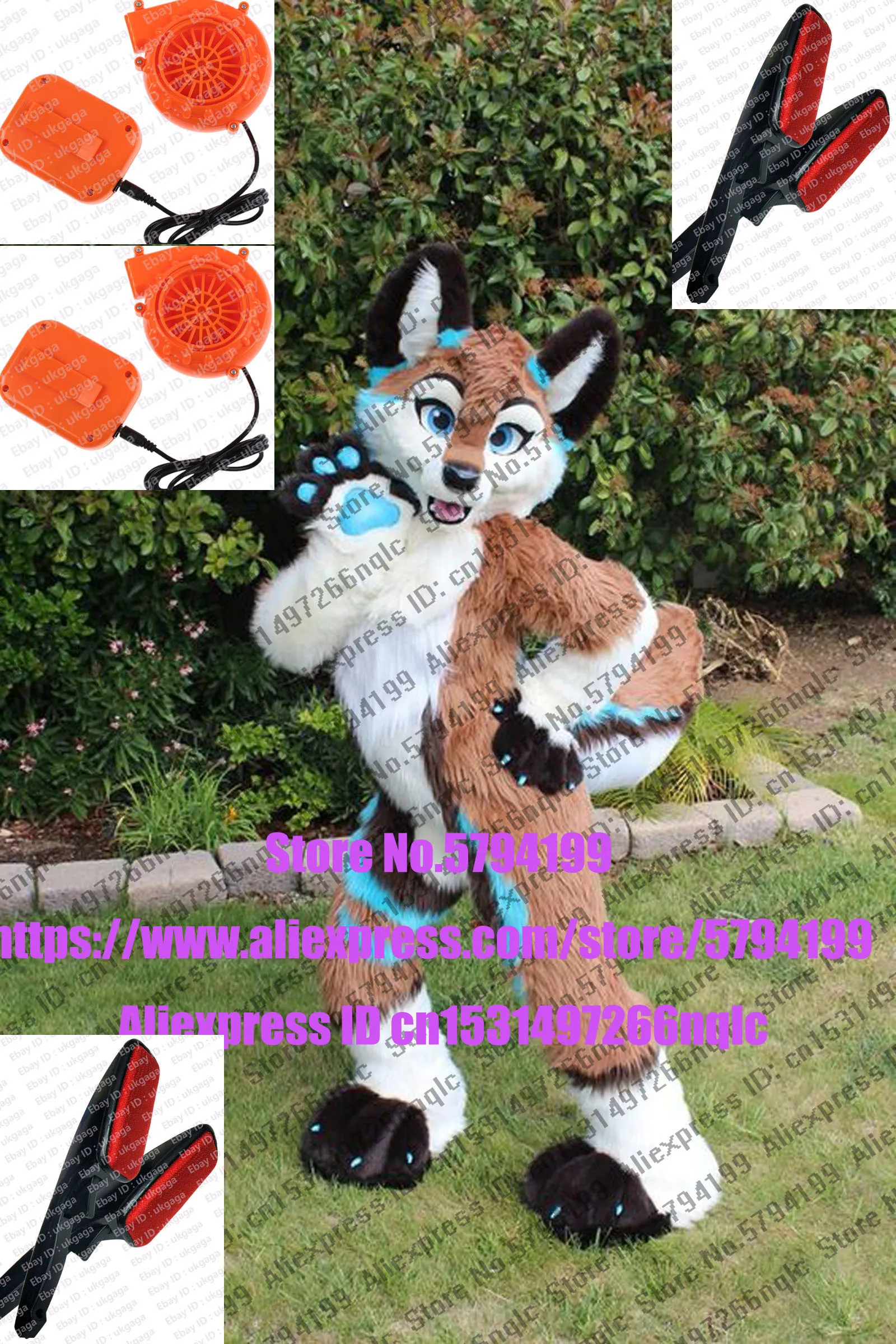 Лучшее качество коричневая хаски собака волк пушистый костюм H7 Косплей Животное