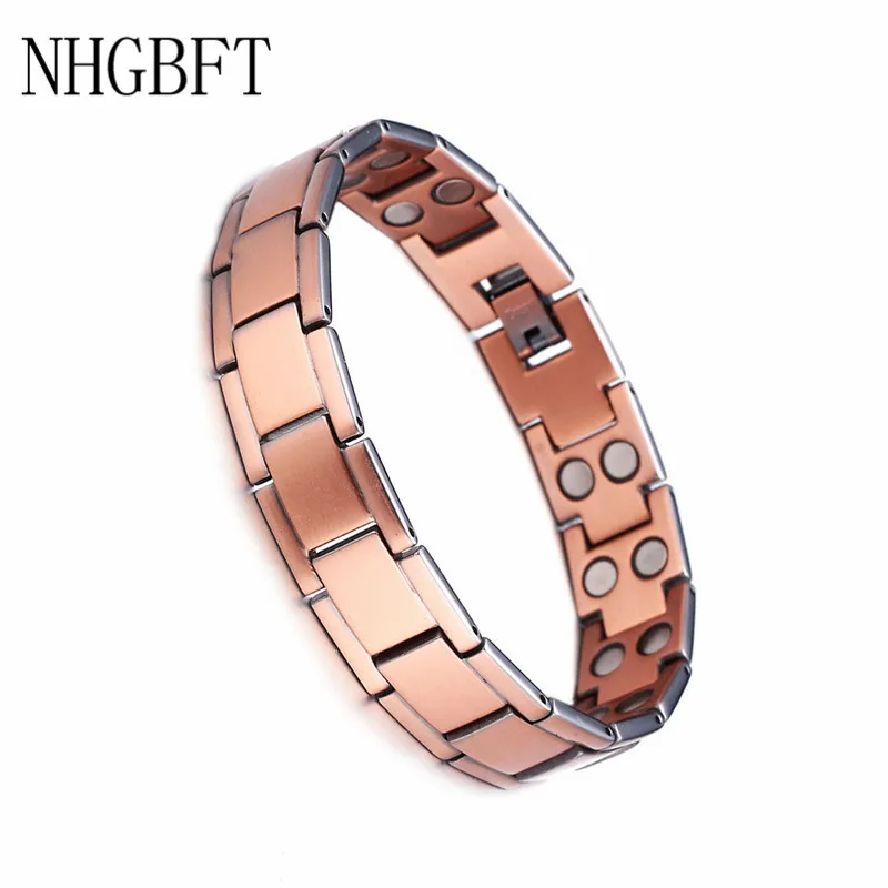 

NHGBFT Fashion Square Red Copper Bracelet for Men Women Magnet Healthy Healing Bioenergy Bracelet Bangles