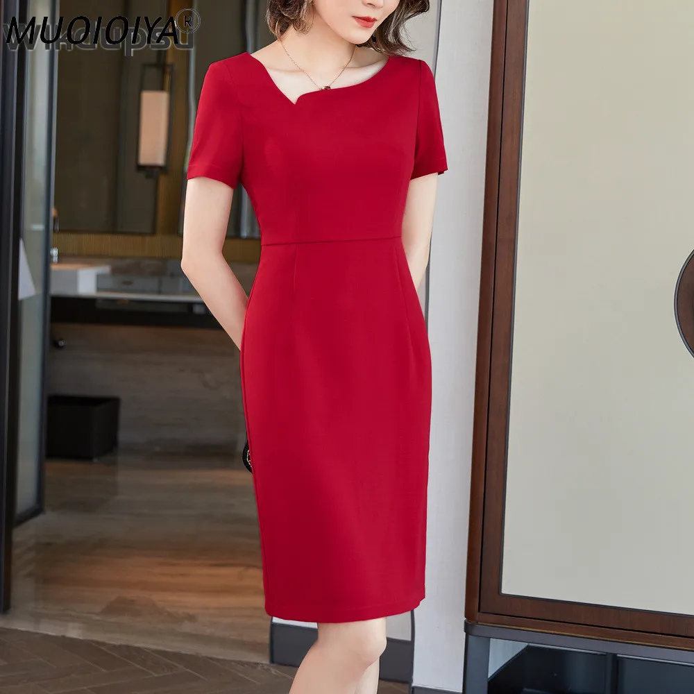 

Женское летнее платье высокого качества, Офисная Женская рабочая одежда, официальное, повседневное, элегантное, тонкое женское платье для в...