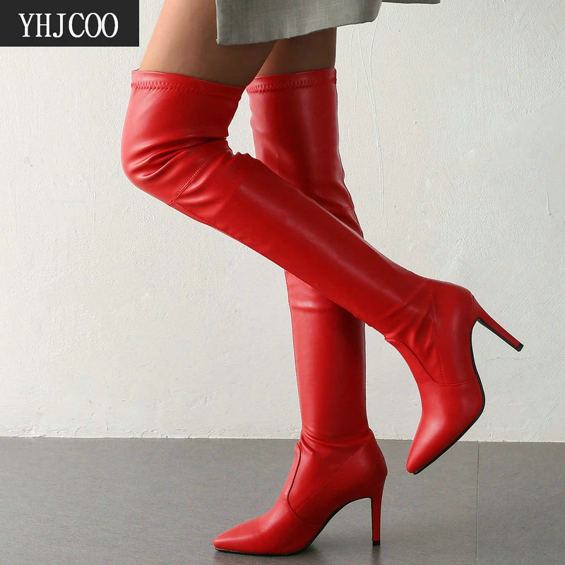 Новый Пикантные дамские ботинки на высоком каблуке Сезон весна осень Сапоги выше
