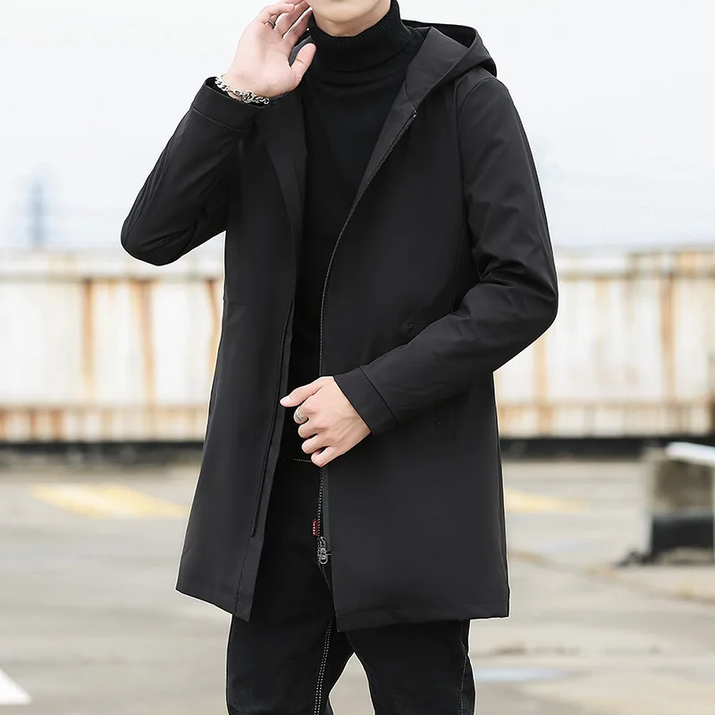 Autumn and winter jacket new men hooded long warm Jacket solid jacket largecashmere mens windbreaker Parkas cotton youth